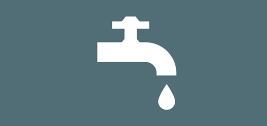 En symbolbild som visar en kran med en vattendroppe. 